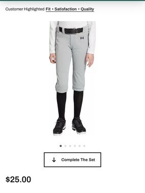 Under Armour Youth Light Gray 3/4 Softball Pants